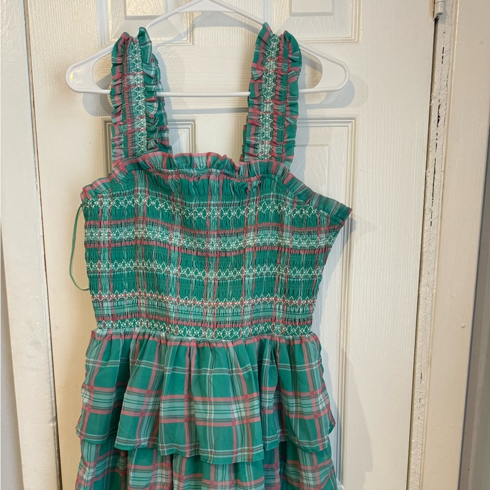 NWT Sleeveless Plaid Smocked Tiered Dress - Picture 6 of 9